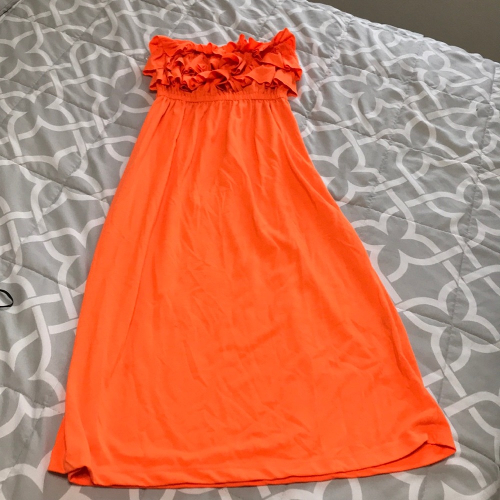 Strapless short Orange Dress